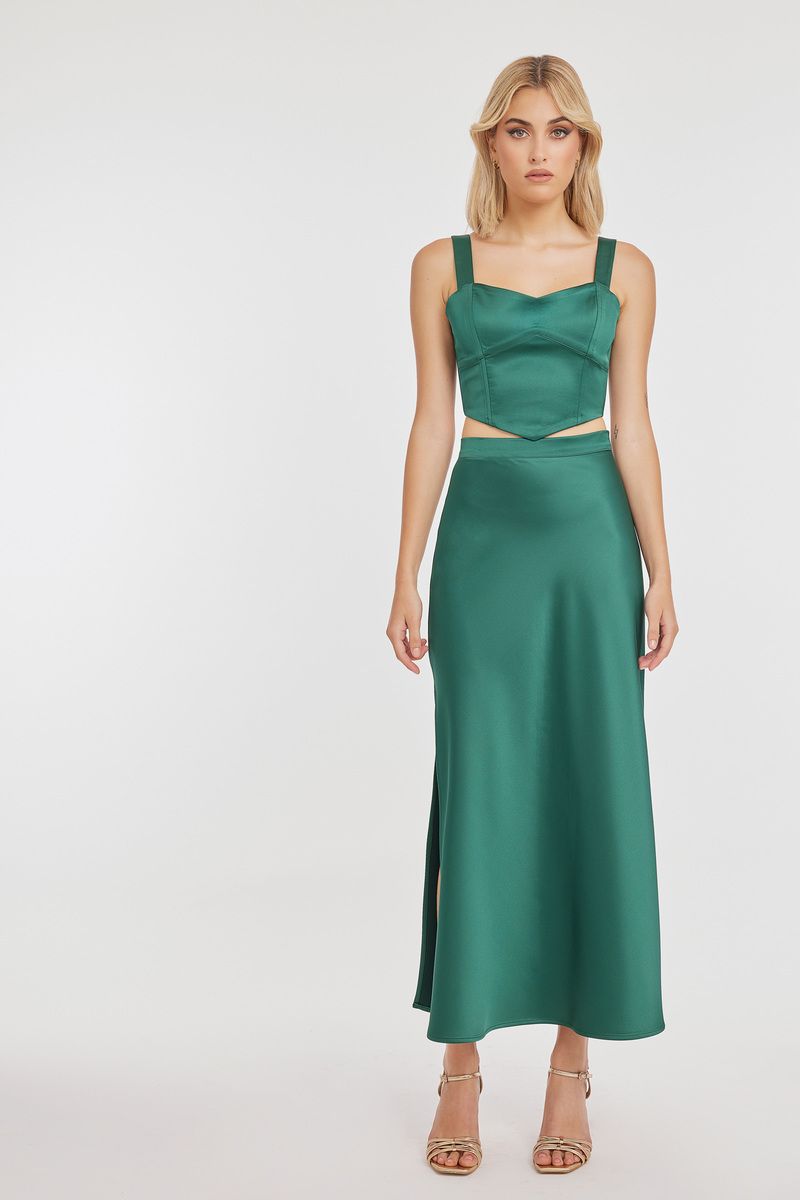 Maxi satin skirt