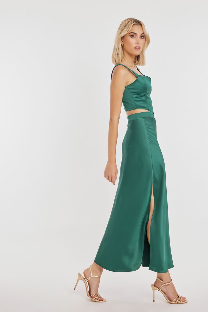 Maxi satin skirt