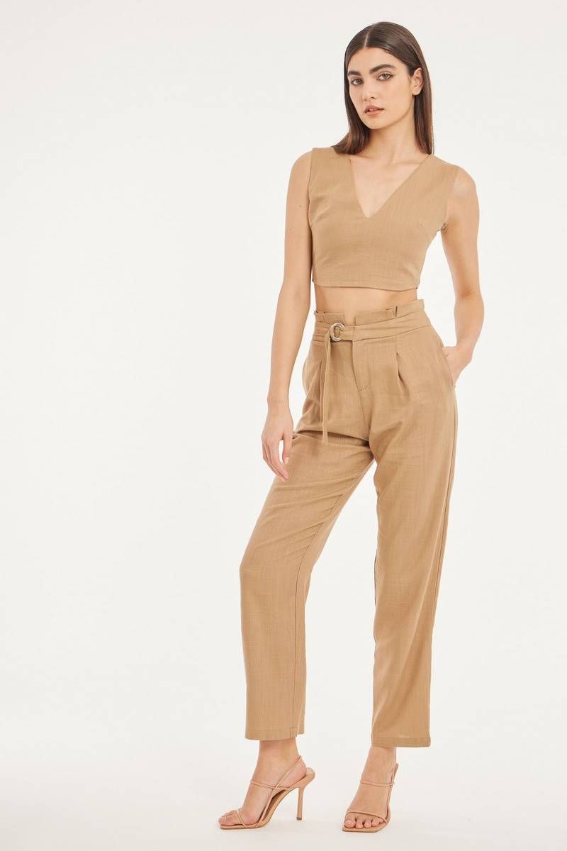 Paperbag linen trousers