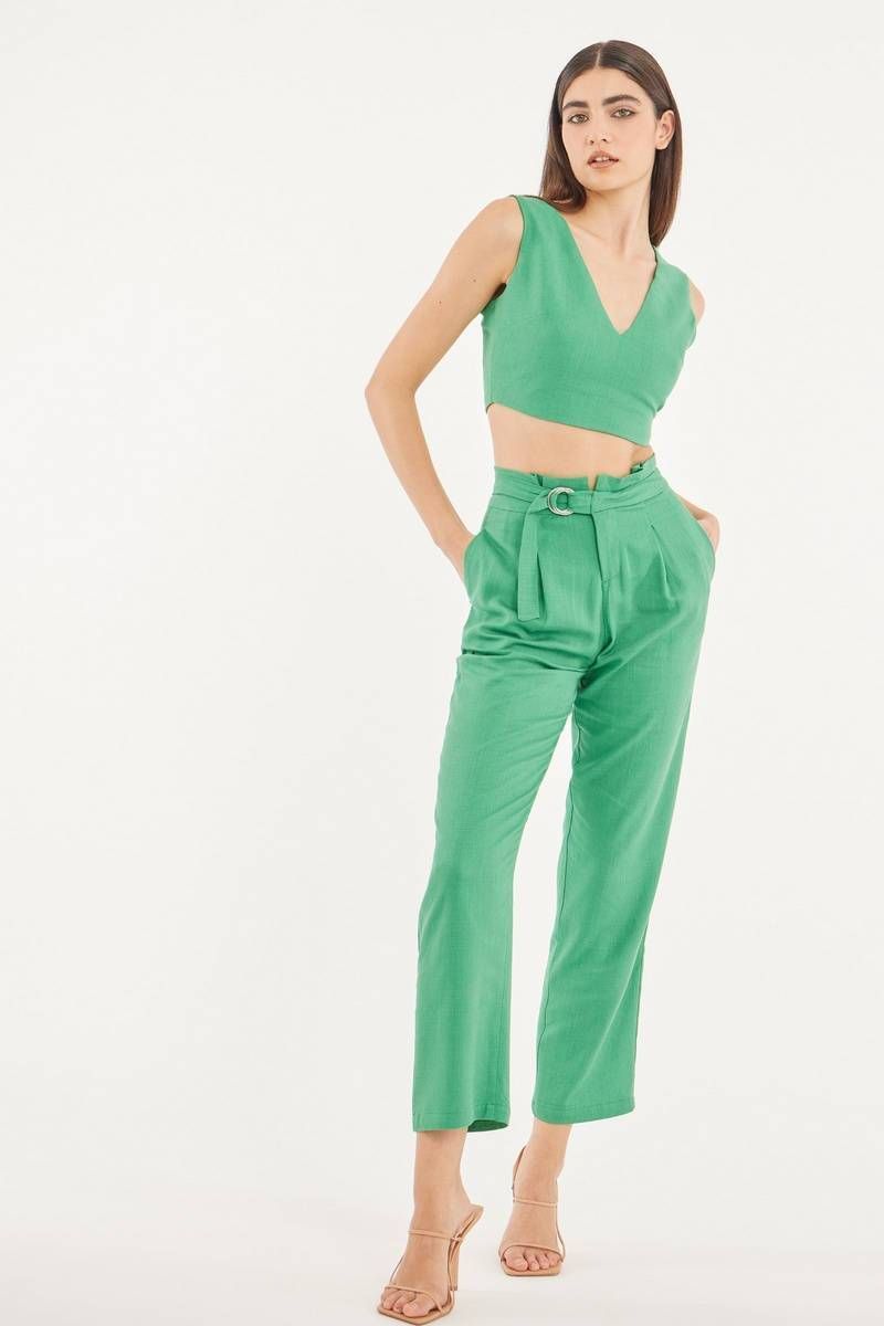 Paperbag linen trousers