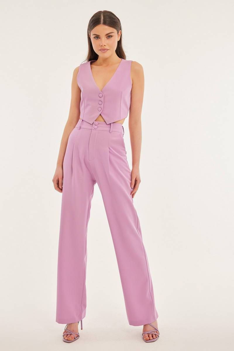 High-rise waist wide trousers