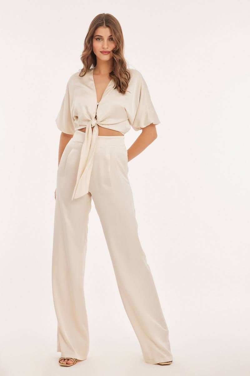 Satin wide trousers