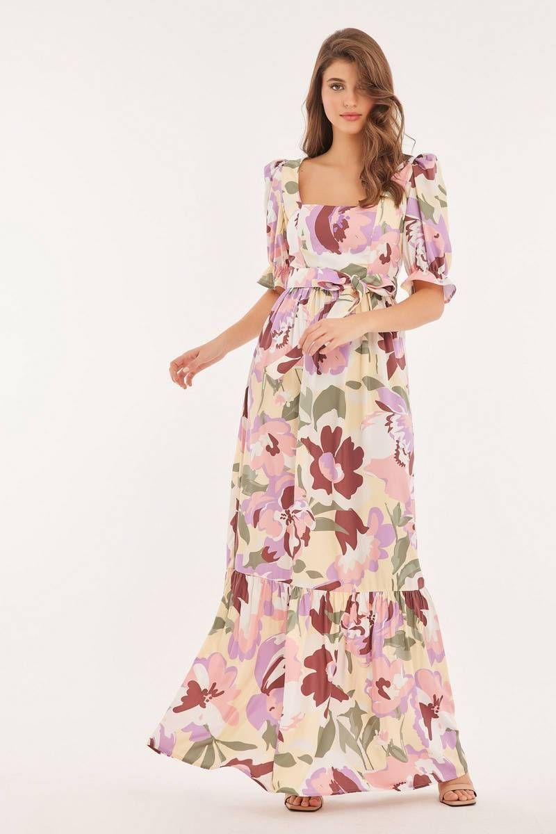 Belted waist floral dress