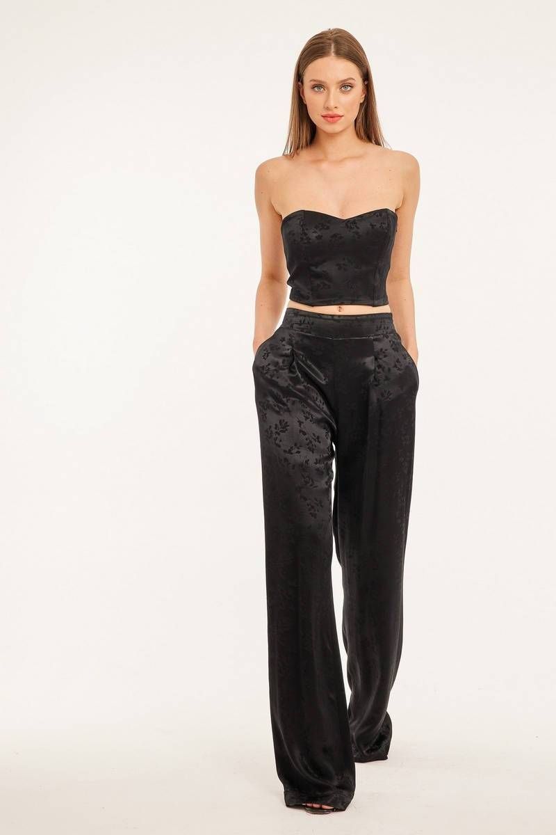 Floral -jacquard wide trousers