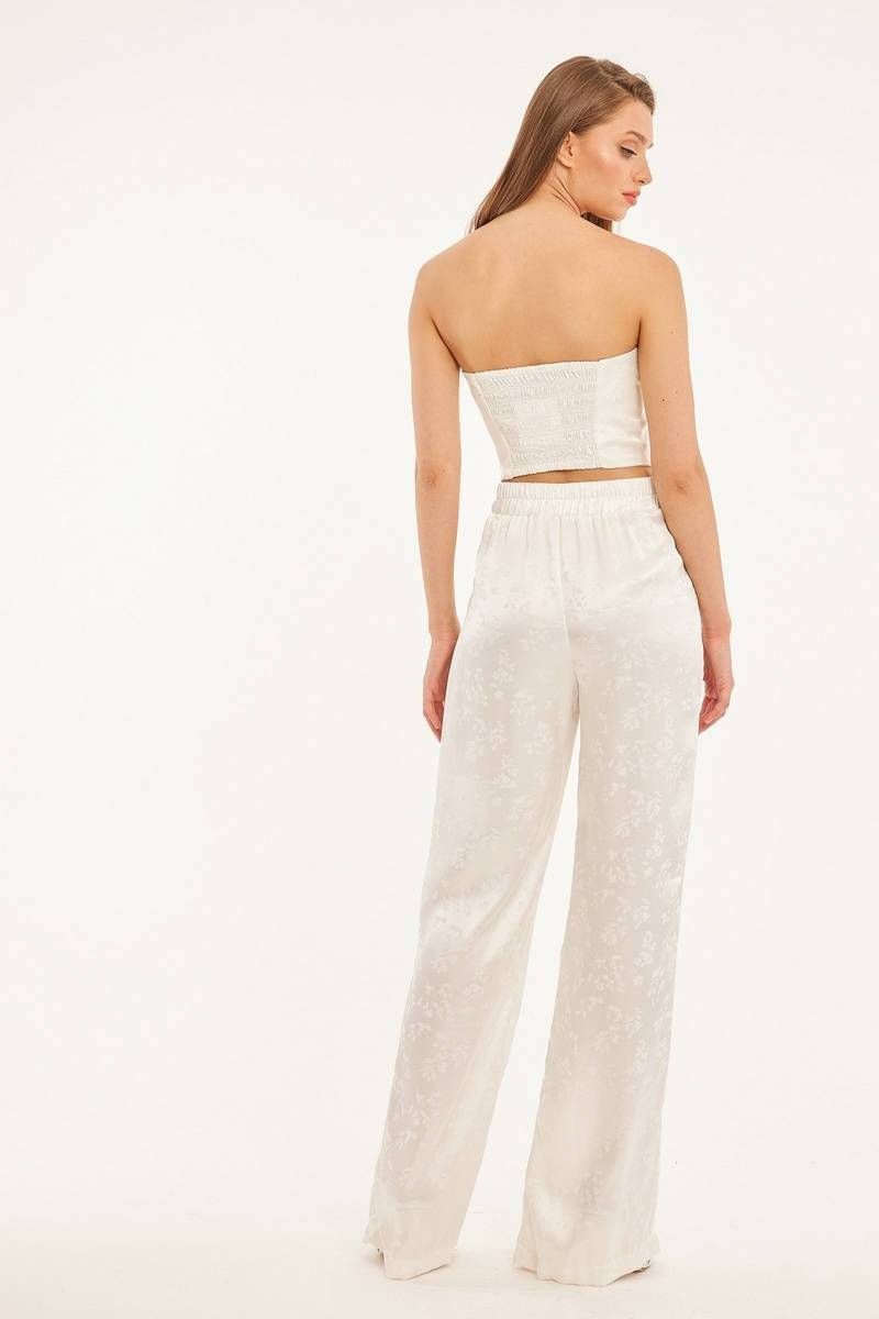 Floral -jacquard wide trousers
