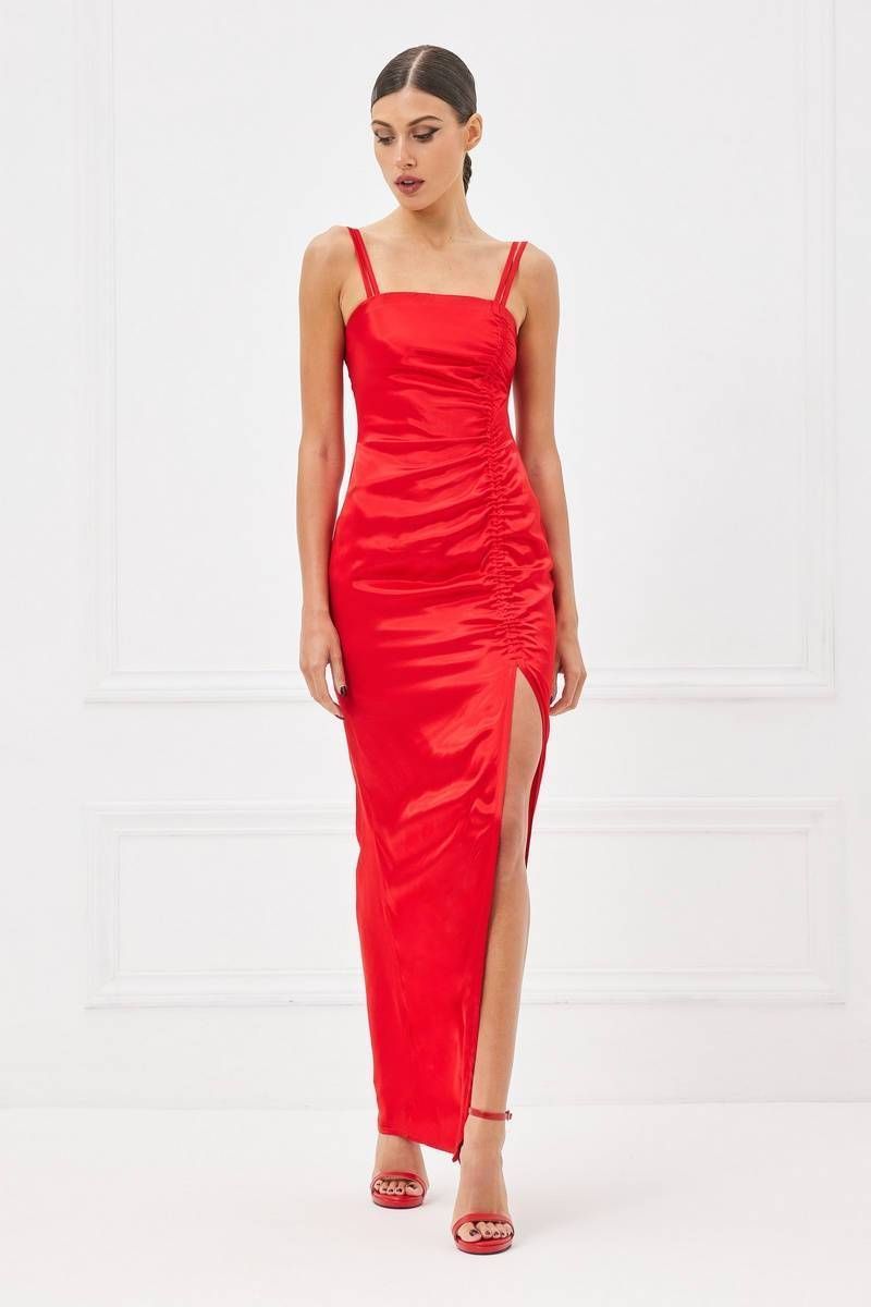Satin ruched dress