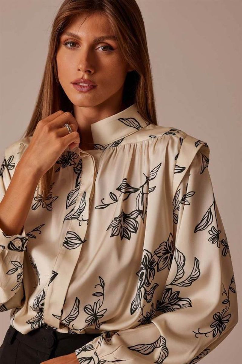 Satin shirt floral print