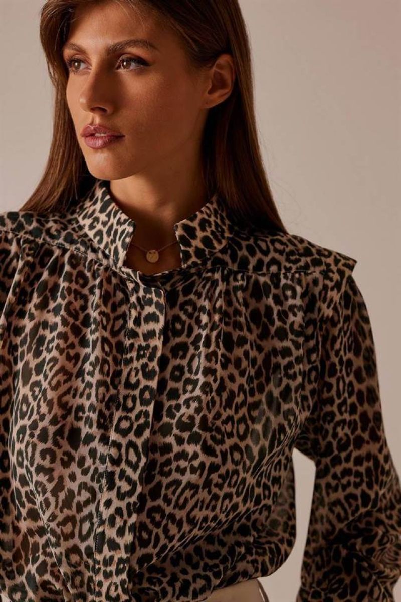 Muslin shirt leopard print