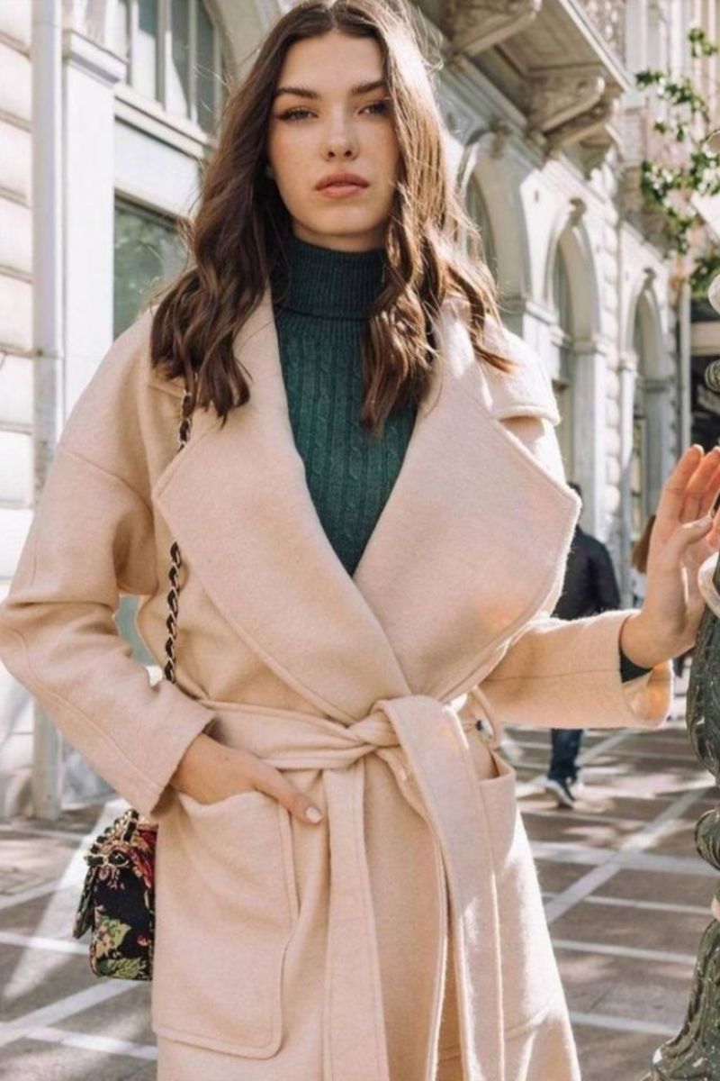 Belted wrap coat