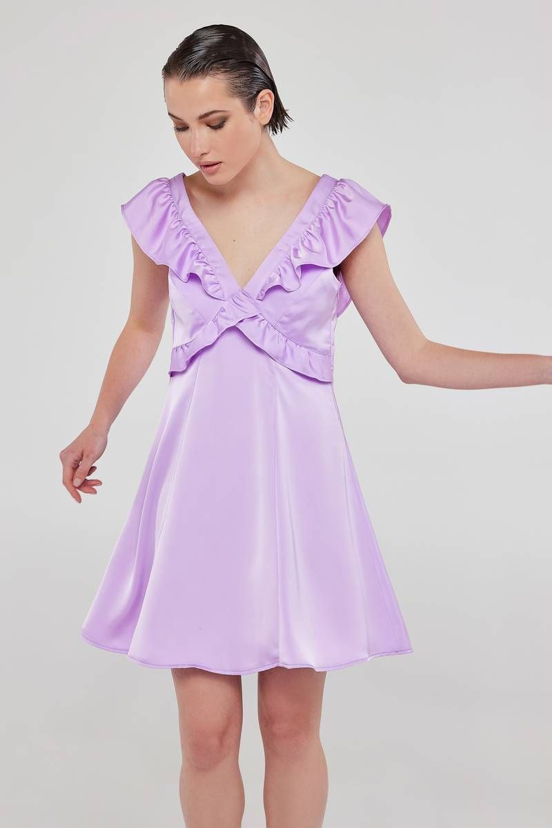 “V”-cut satin mini dress ARIELLA
