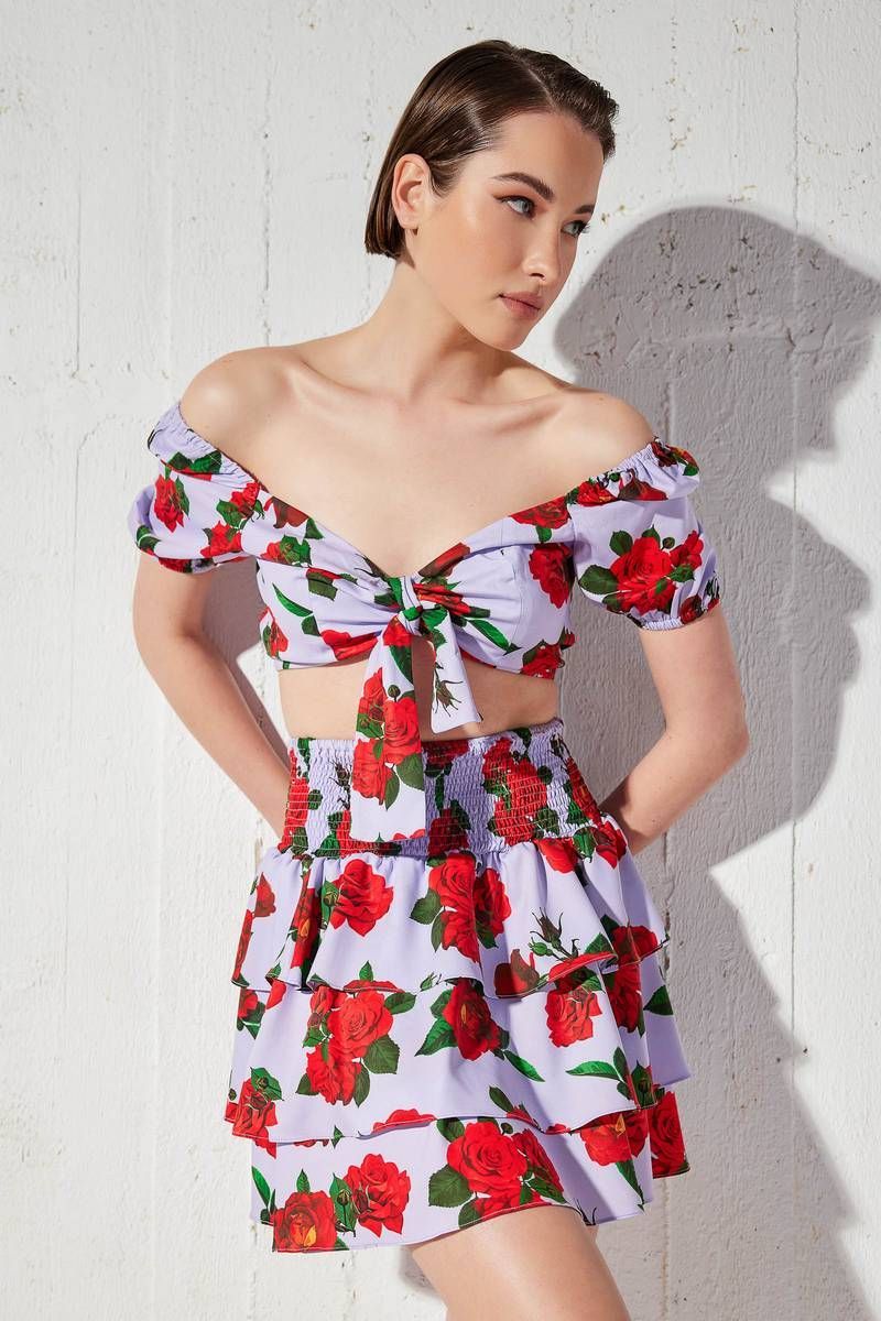 Large floral print mini skirt GLORIA