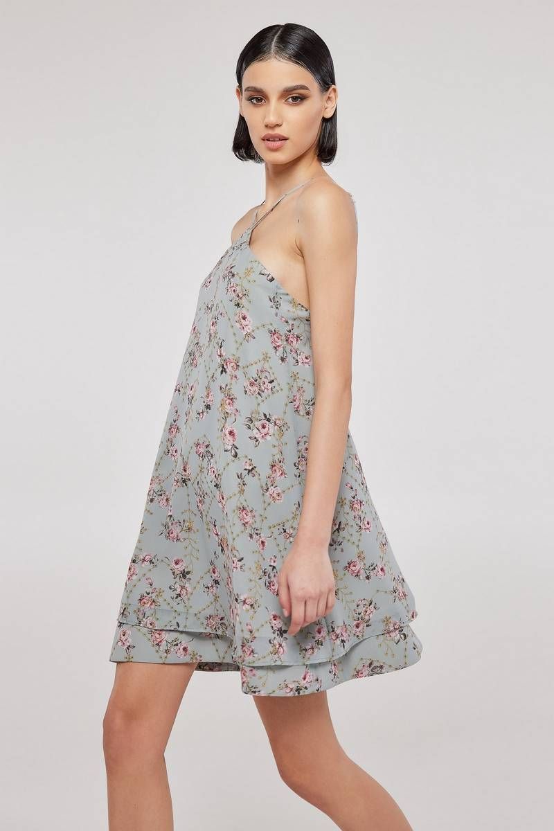 Halter floral mini dress TINSLEY