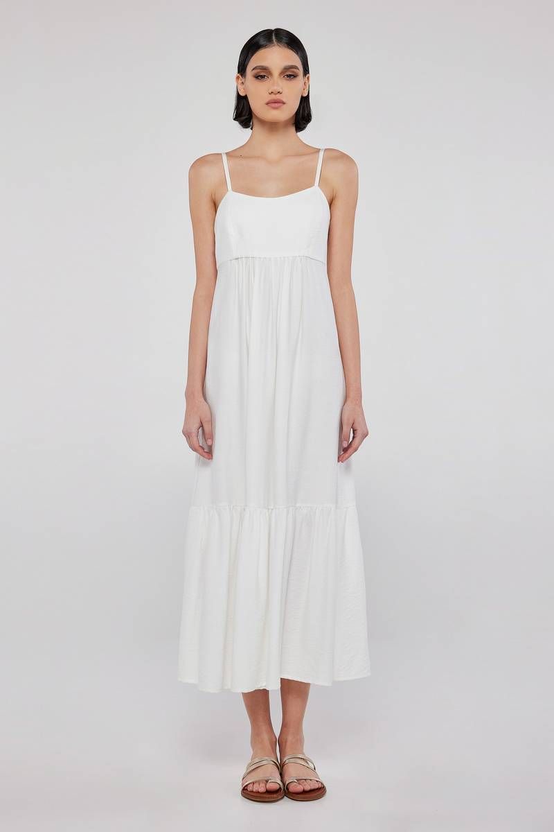 Midi linen ruffled dress SKYE