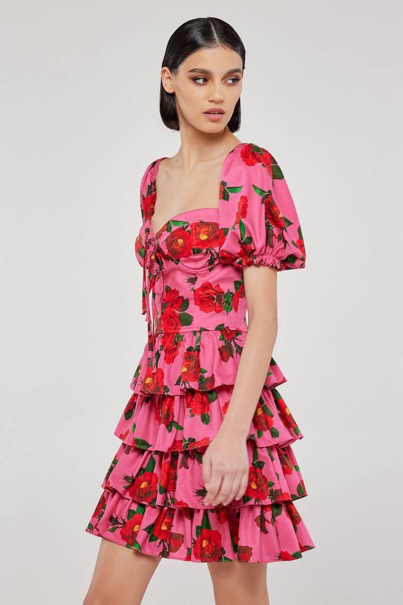 Tiered mini dress in floral print ALI