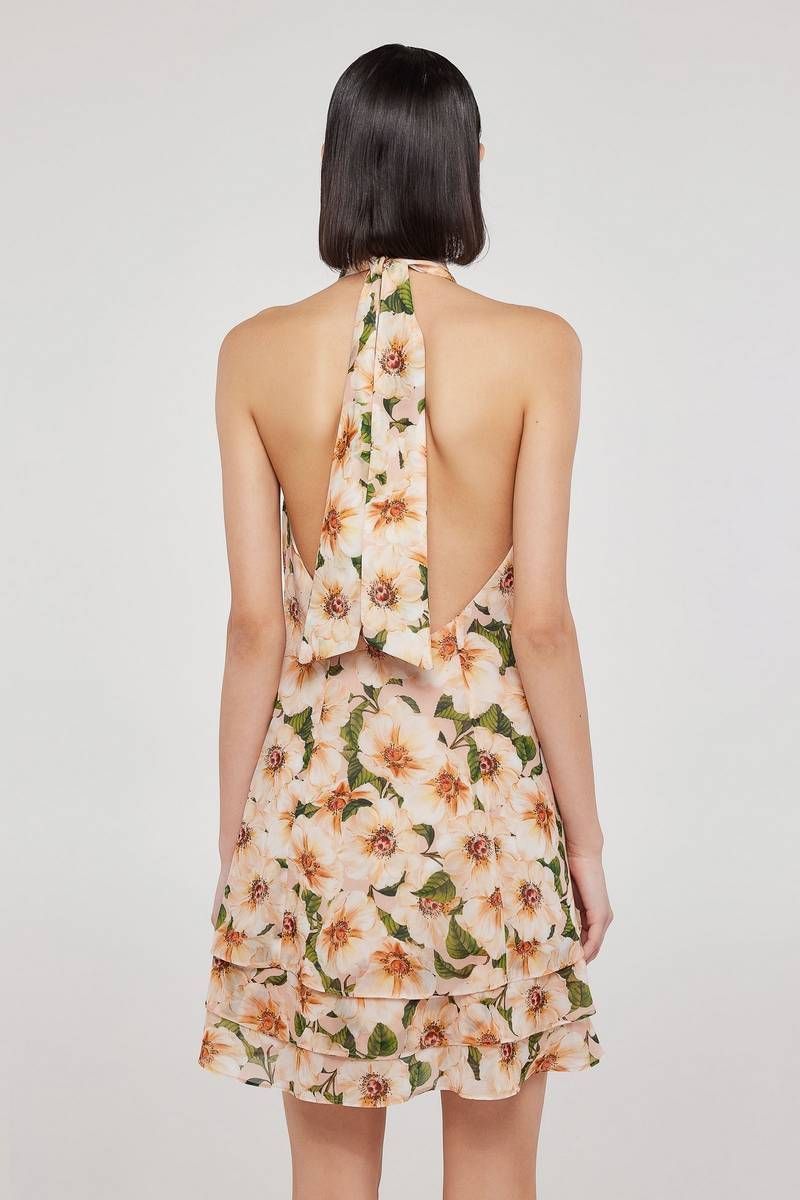 Tie-halter floral mini dress MARTA