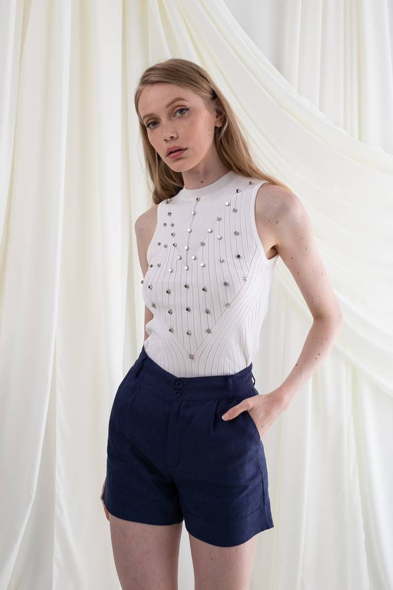 Knitted sleeveless top with studs TEMPLE